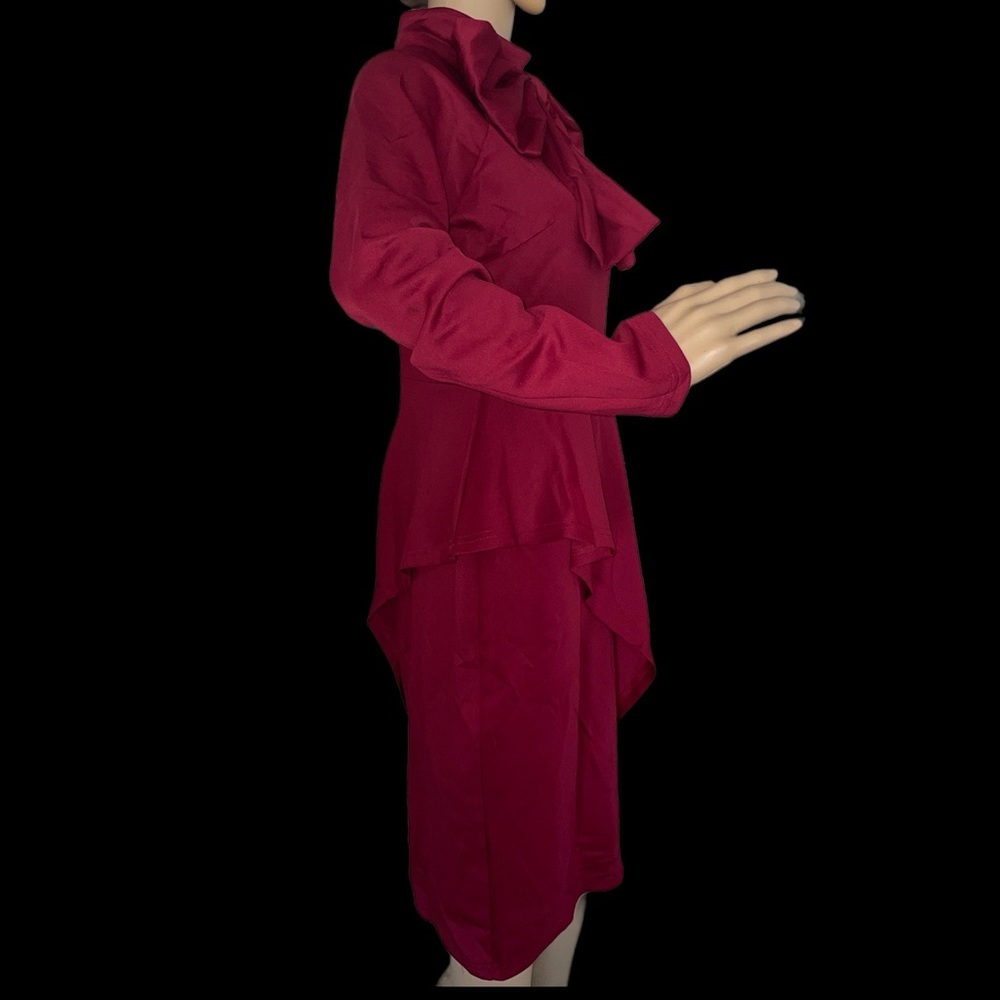- Womens Tie Neck Bodycon Dress Red - Picture 3 of 11